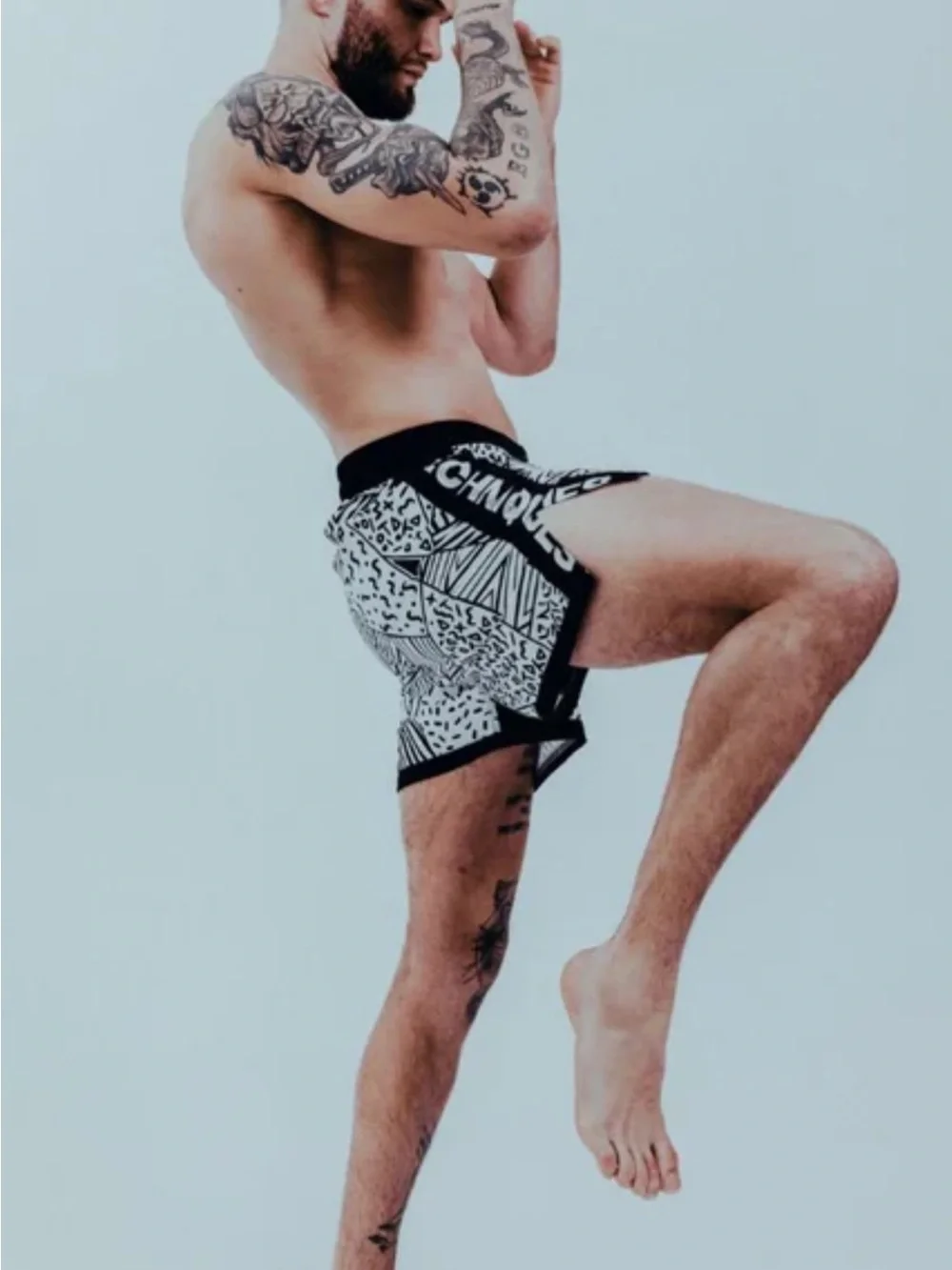 Black & White Graphic Techniques Athletic Shorts